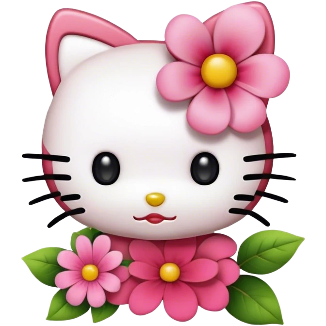hello kitty with flower emoji