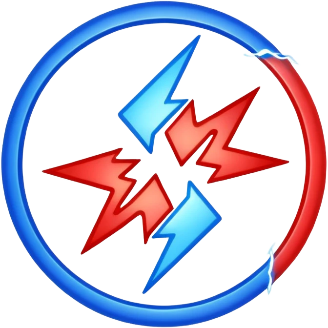 Red and blue lightening in a circle shape with effects like real one  emoji