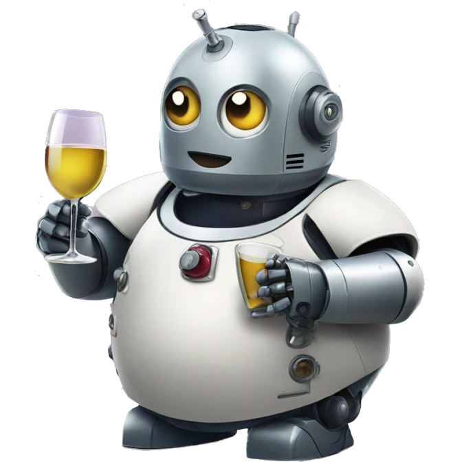 chubby french robot drinking wine emoji