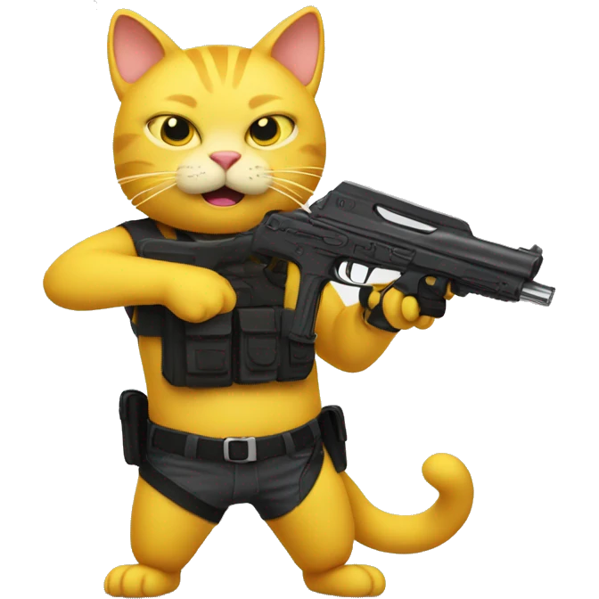 Yellow cat with a gun emoji