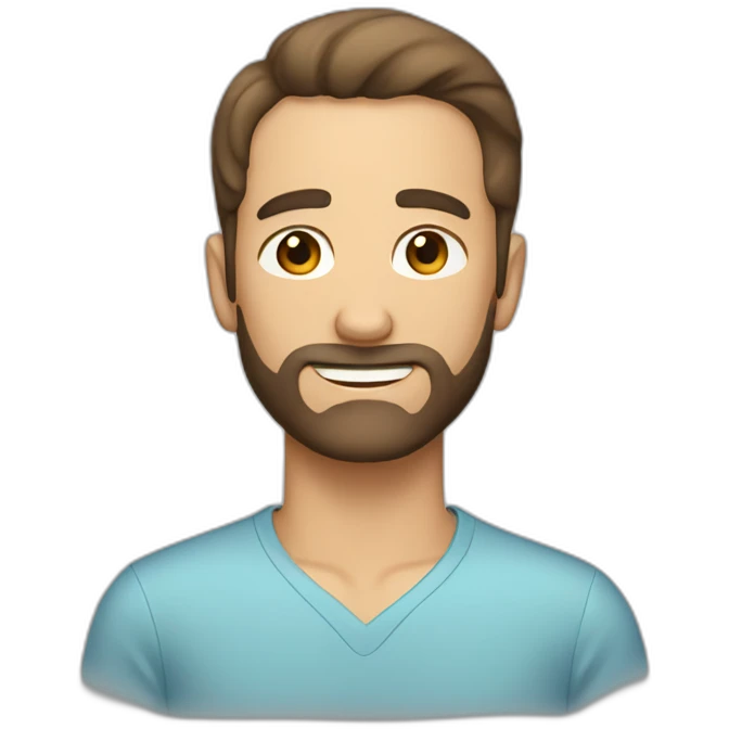 Man with short brown hair receding hairline short beard emoji