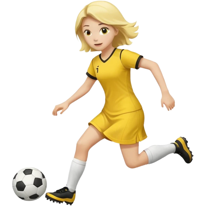 kids play soccer in yellow dress emoji