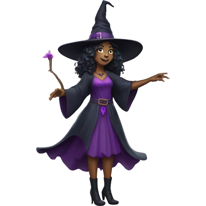 witch put out a hand to cast a spell, sparkles emoji