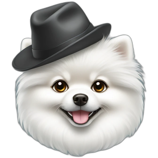 white pomeranian with hat emoji