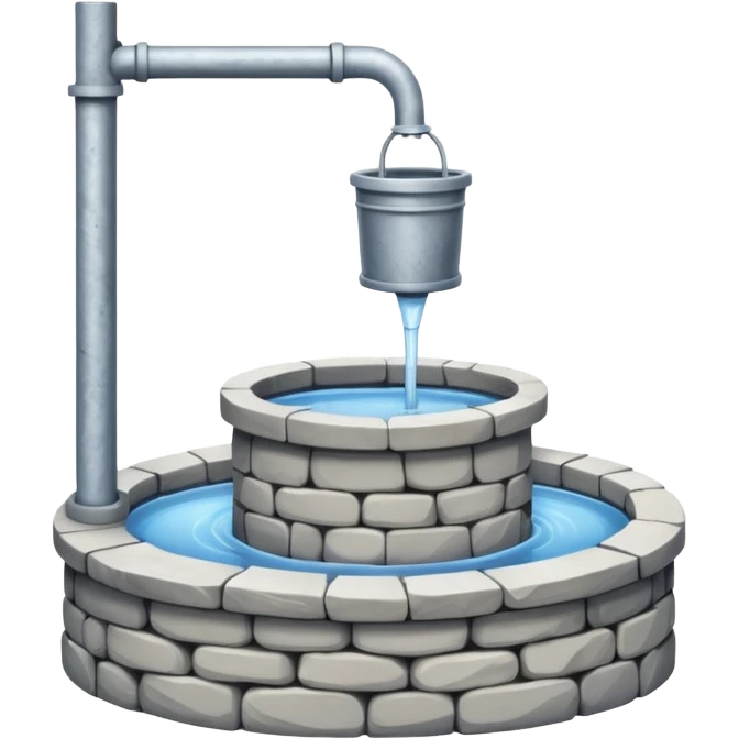 a minimalistic water well made out of stone emoji