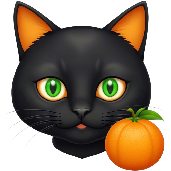 big black cat with green eyes and small orange cat  emoji