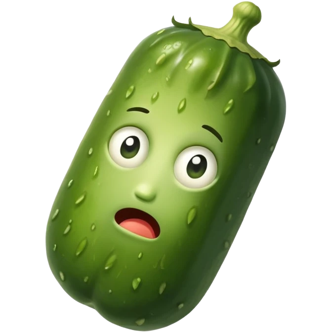 Anxious sweaty pickle emoji