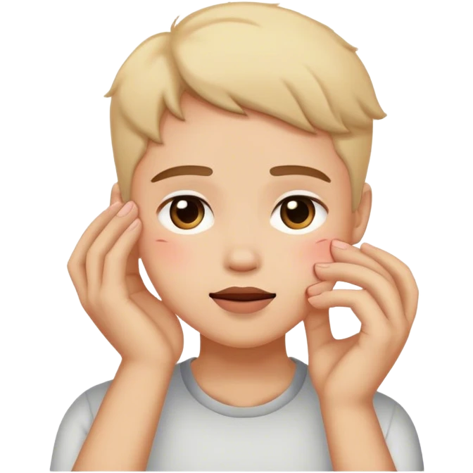 Person blushing putting their hand on their face emoji