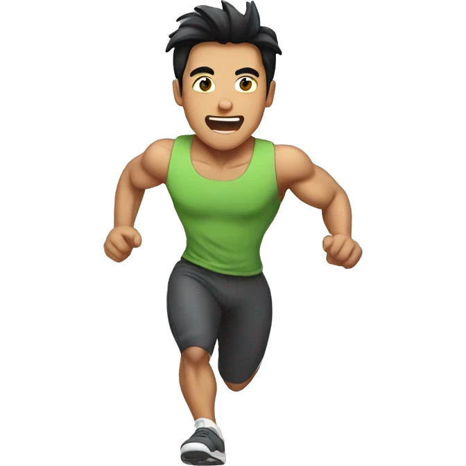 buffed-asian-guy running emoji