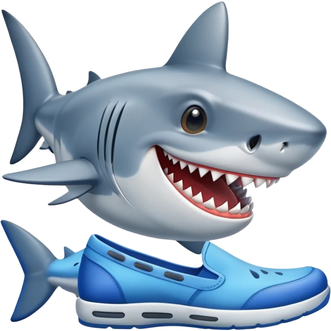 A shark wearing blue shoes emoji
