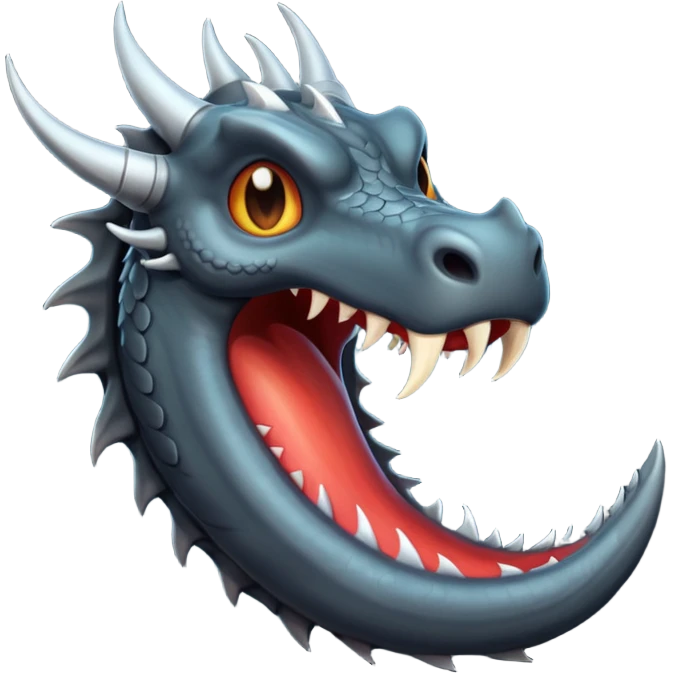 iOS style emoji, minimal dragon fang, dark fantasy object emoji