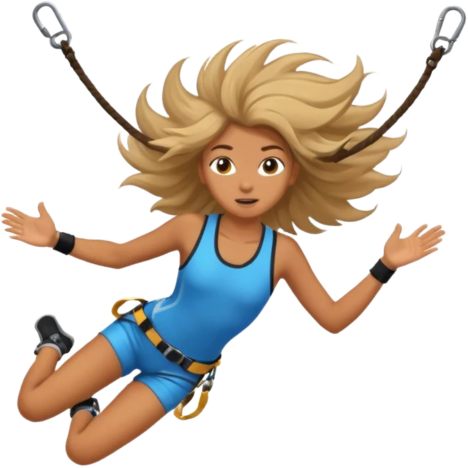 extreme sports lover face bungee jumping face only with hair flying emoji
