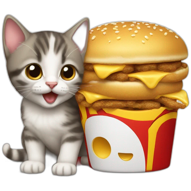 Two kittens eats macdonalds emoji