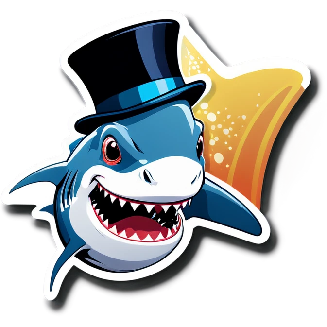 Shark with a top hat emoji