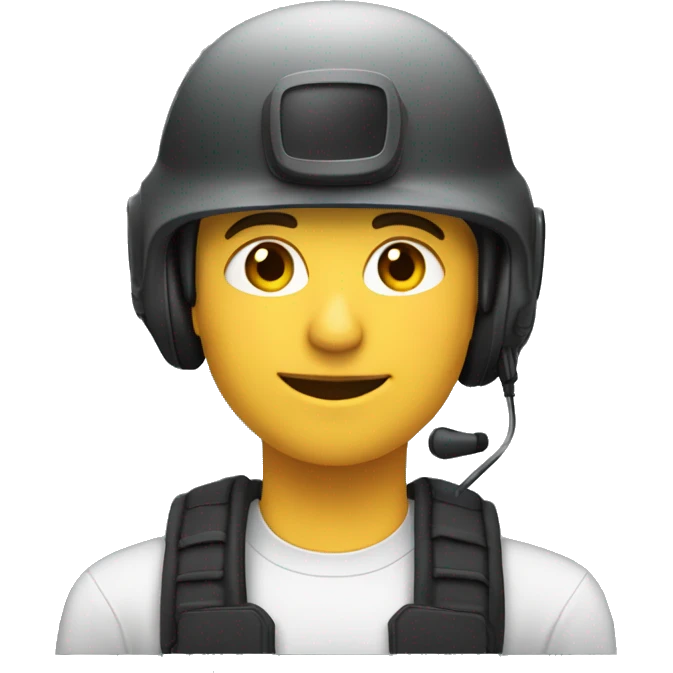 operator dressed in black with a milatary helmet, without glasses, wearing a headset, preferably male white emoji