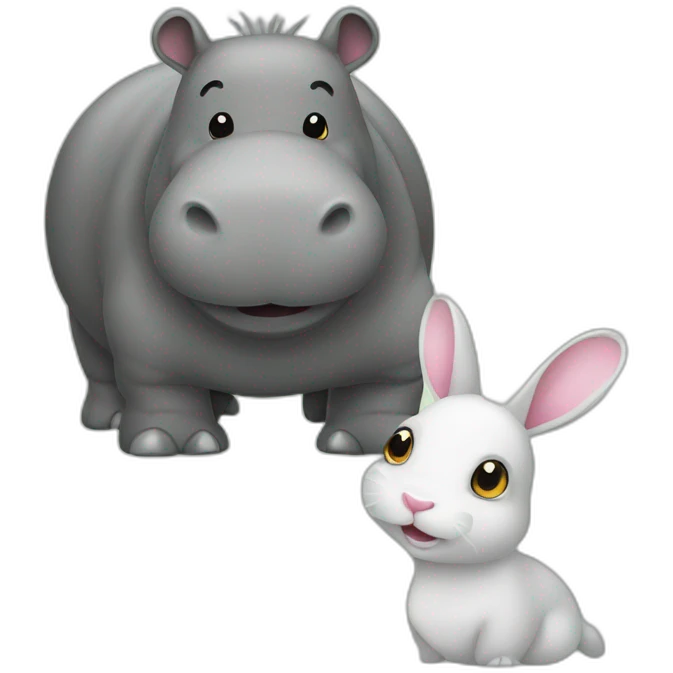 Hippopotame avec un lapin emoji