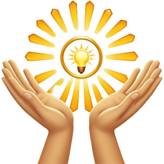 Hands radiating healing light  emoji
