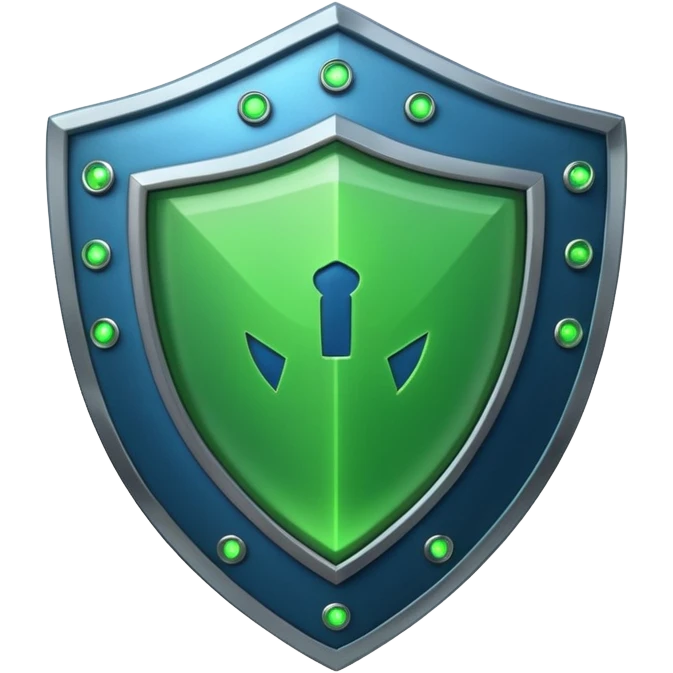generate full blue cyber shield with different  green computer symbols  emoji