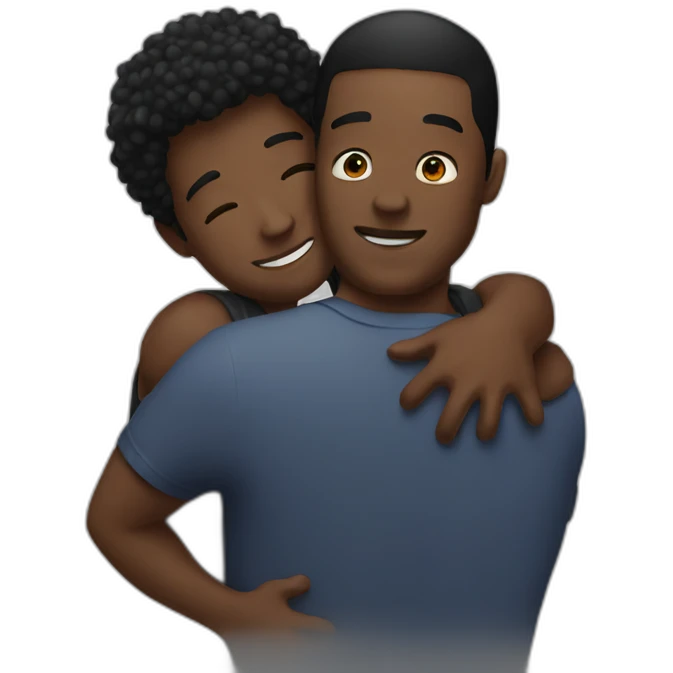 Black guys hugging emoji