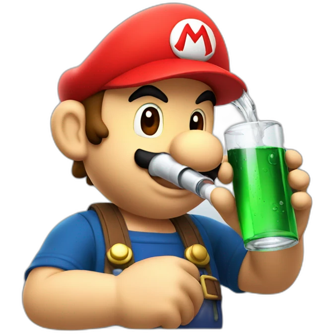 Mario plumber drinking alcohol emoji