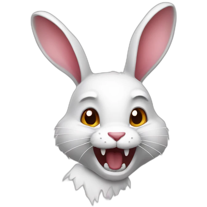 white rabbit with sharp fangs emoji
