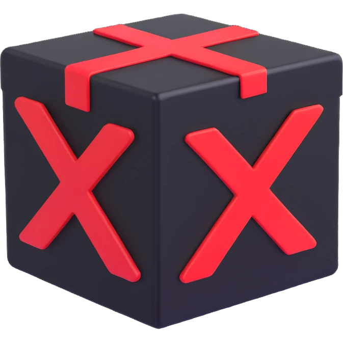 A black box glowing a Red X emoji
