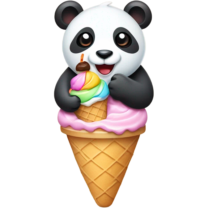 Panda eating ice cream emoji