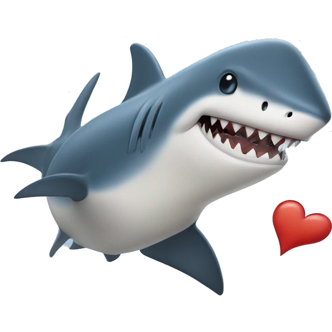 Une requin et un dauphin sans aileron avec un coeur entre les deux emoji