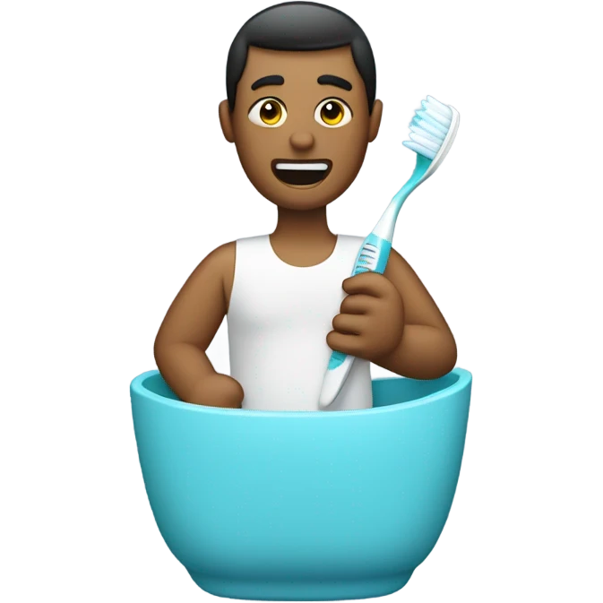 using toothbrush on stomach emoji
