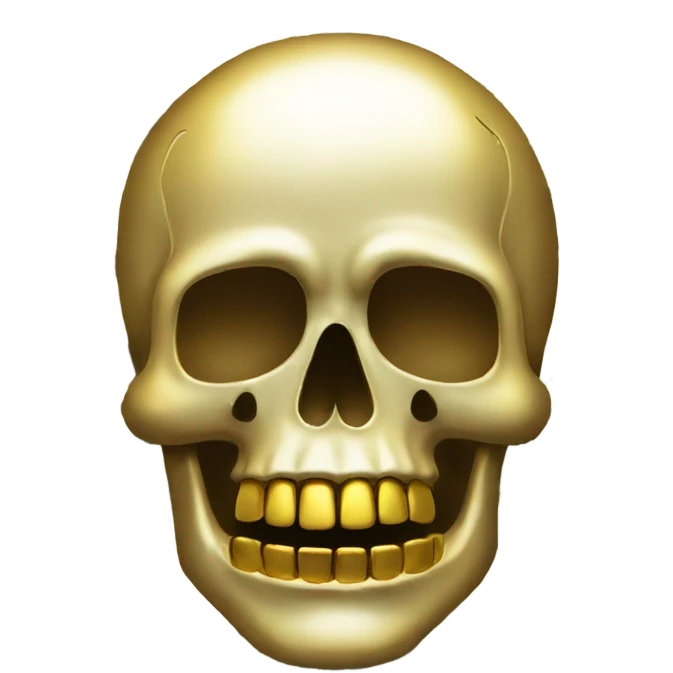 Skull with gold teeth that has dollars signs on it emoji
