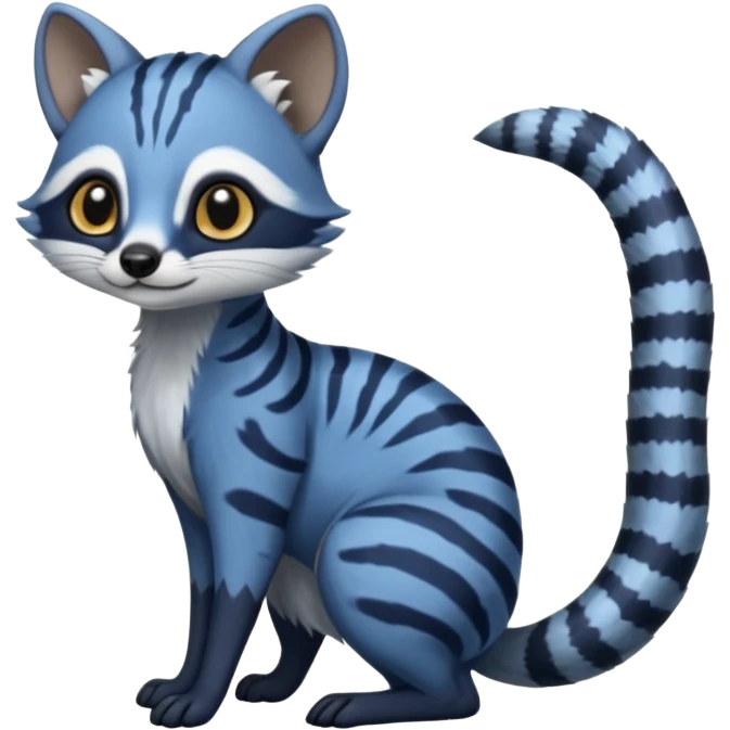 Snowy frosty Snow-lane derpy cute scary spooky graceful dark-blue-pointed Civet-Genet-Numbat-Ocelot--Ocicat-hybrid-fusion, full body emoji
