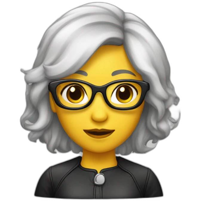 Une femme de ménage noir qui’porte des lunettes avec une perruque noir emoji