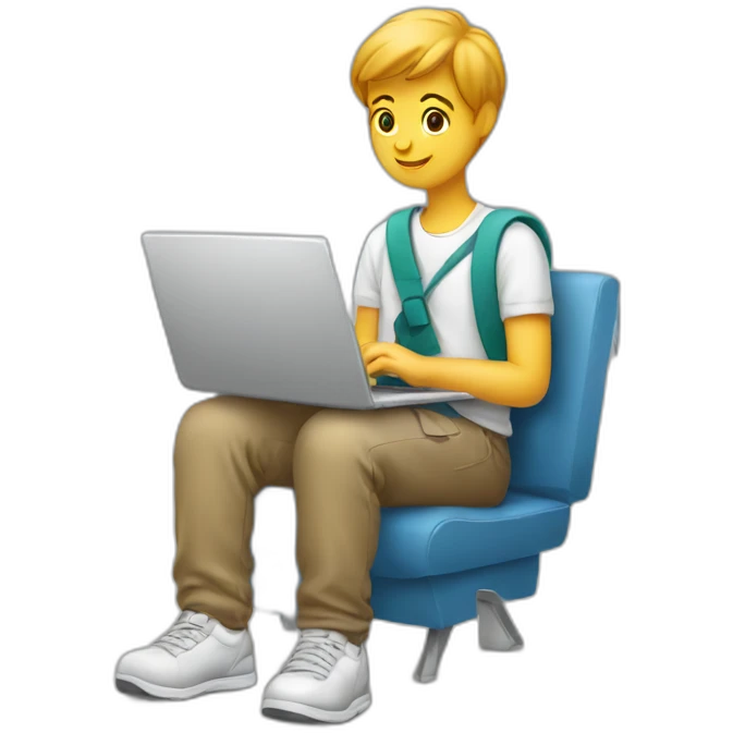 student with a laptop taking the first step in learning emoji