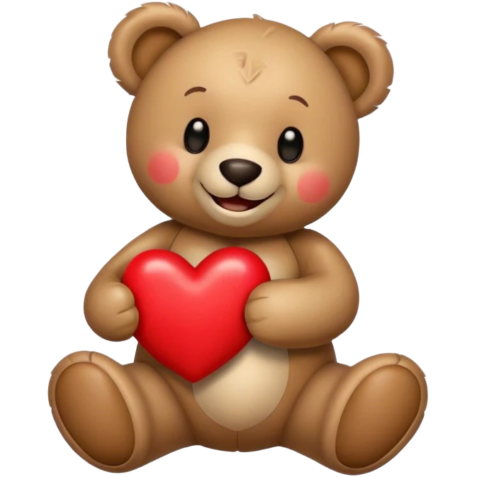 smiling Teddybear holding a red heart emoji