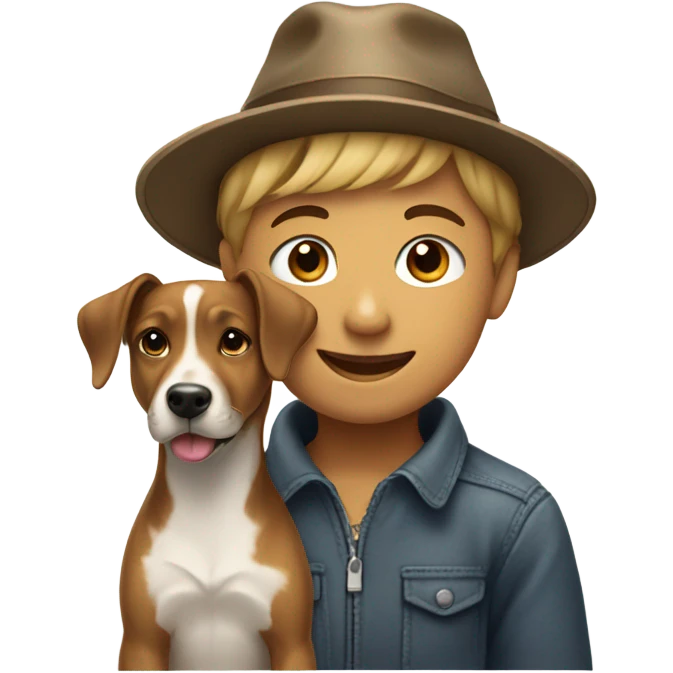 boy with dog and hat emoji