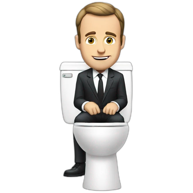 Macron aux toilettes emoji