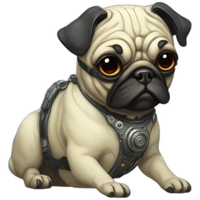 A cyberpunk pug in Art Nouveau style during 1910 emoji
