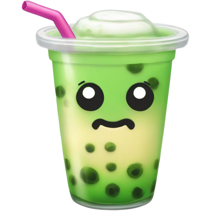 Green bubble tea boba drink emoji