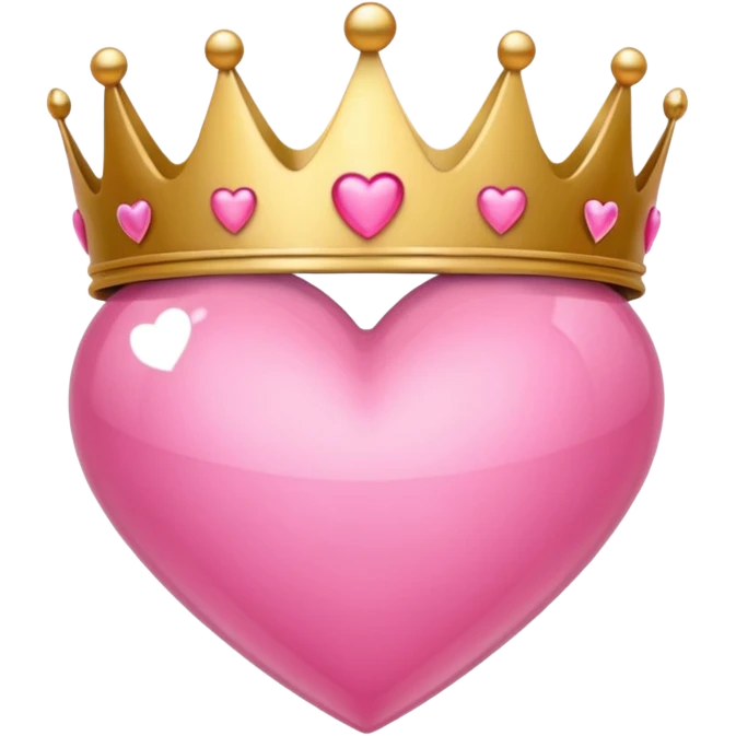 Crown little pink with heart emoji