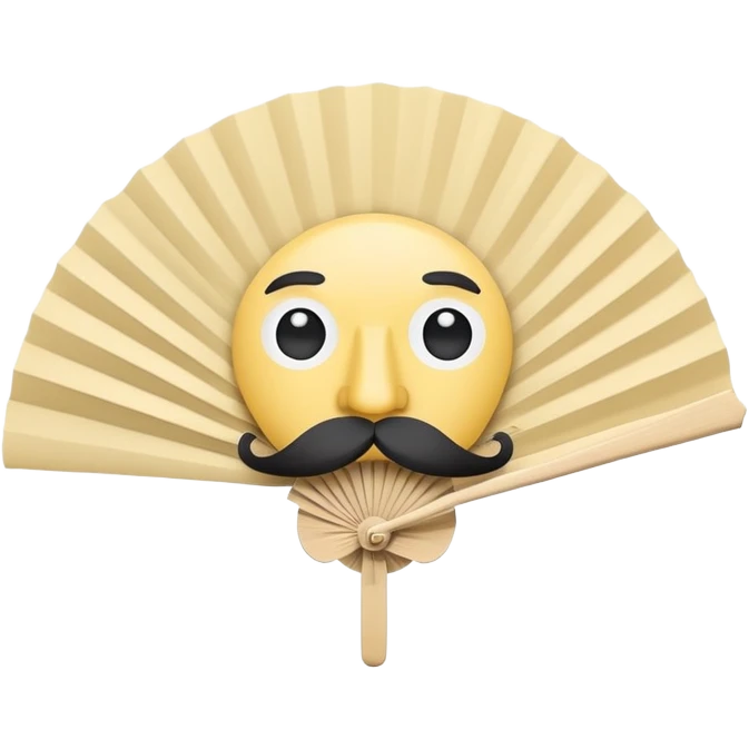 Paper fan with a face with a mustache emoji