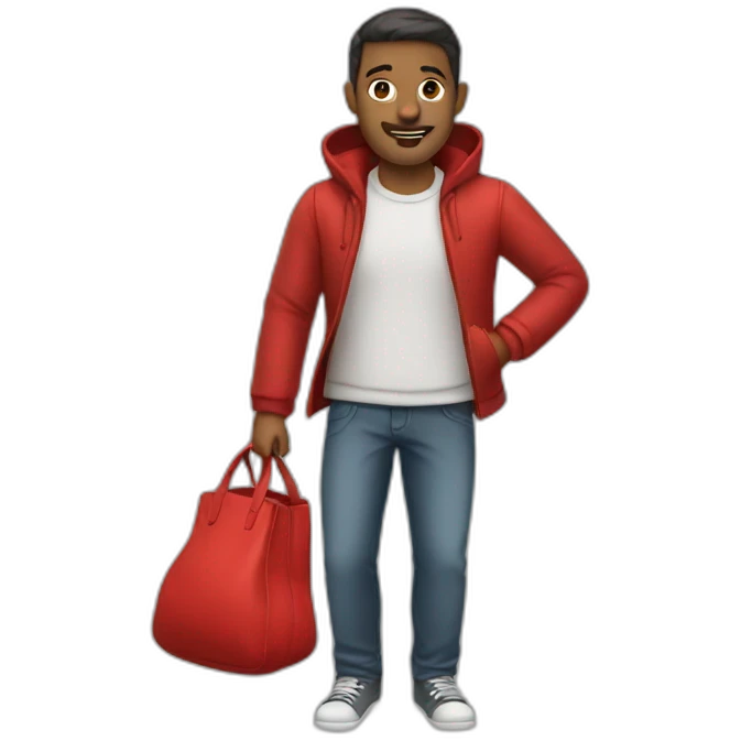 man with red bag emoji