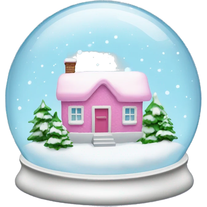 Snow globe with pink house emoji