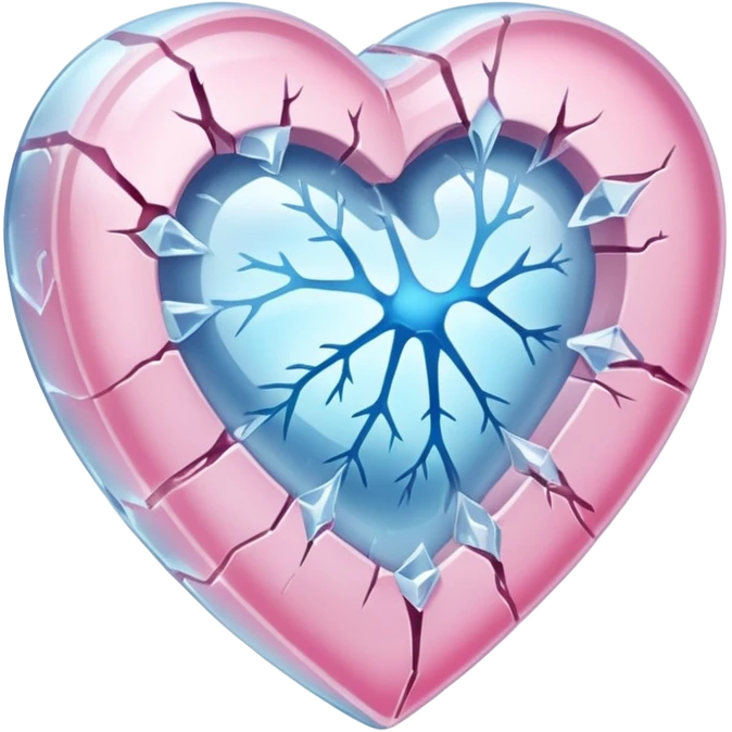 Heart encased in ice, fracture spreading emoji