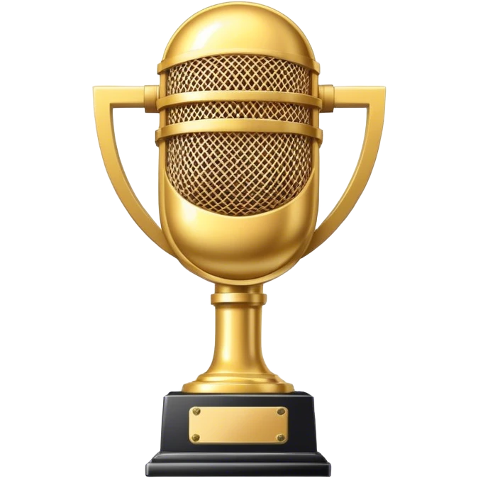 Trophy with microphone emoji