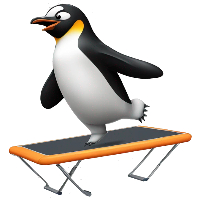 penguin jumping on trampoline emoji