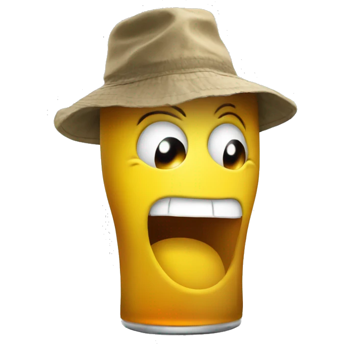 Smiley with crazy face add bucket hat and a beer emoji