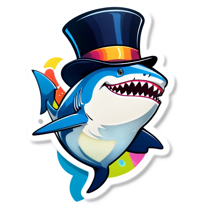 Shark with a top hat emoji