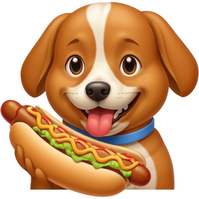 Dog eating hotdog emoji