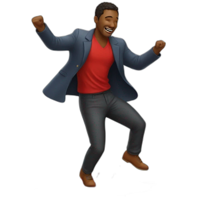 Man dancing in a red puddle emoji