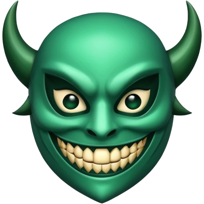 curved mask, poisonous, emerald, fang, smile emoji